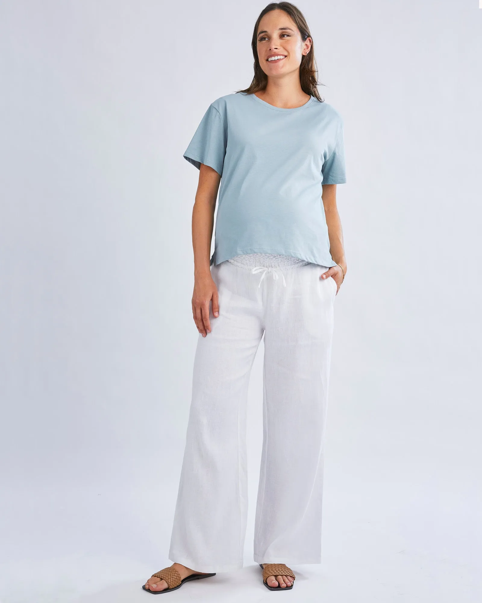 Giulia Maternity Linen Pants in White