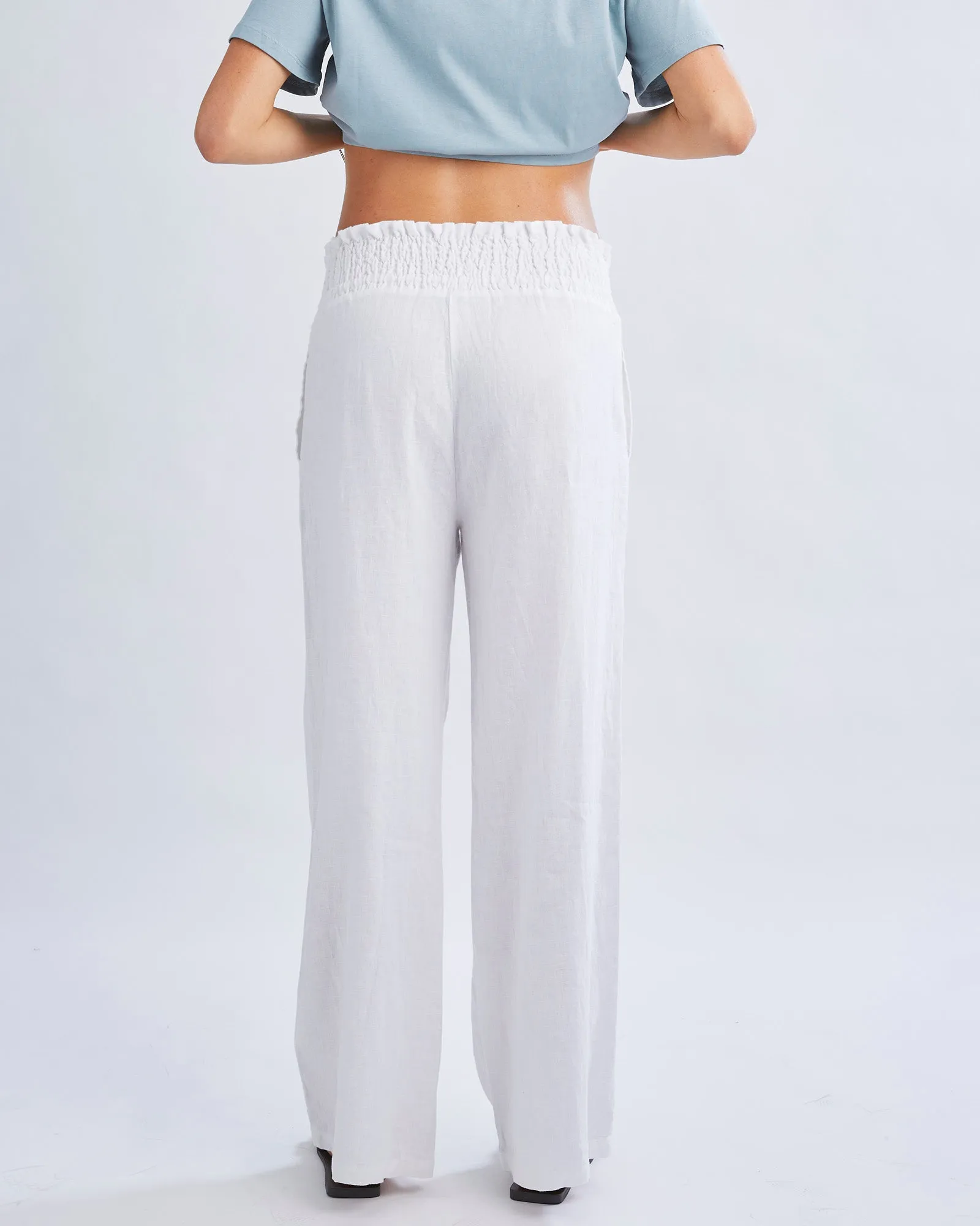 Giulia Maternity Linen Pants in White