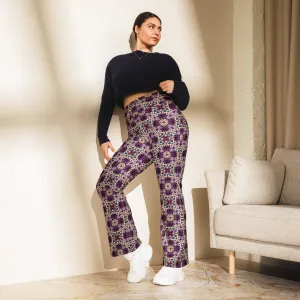 High-Rise Flared Leggings Purple Roses