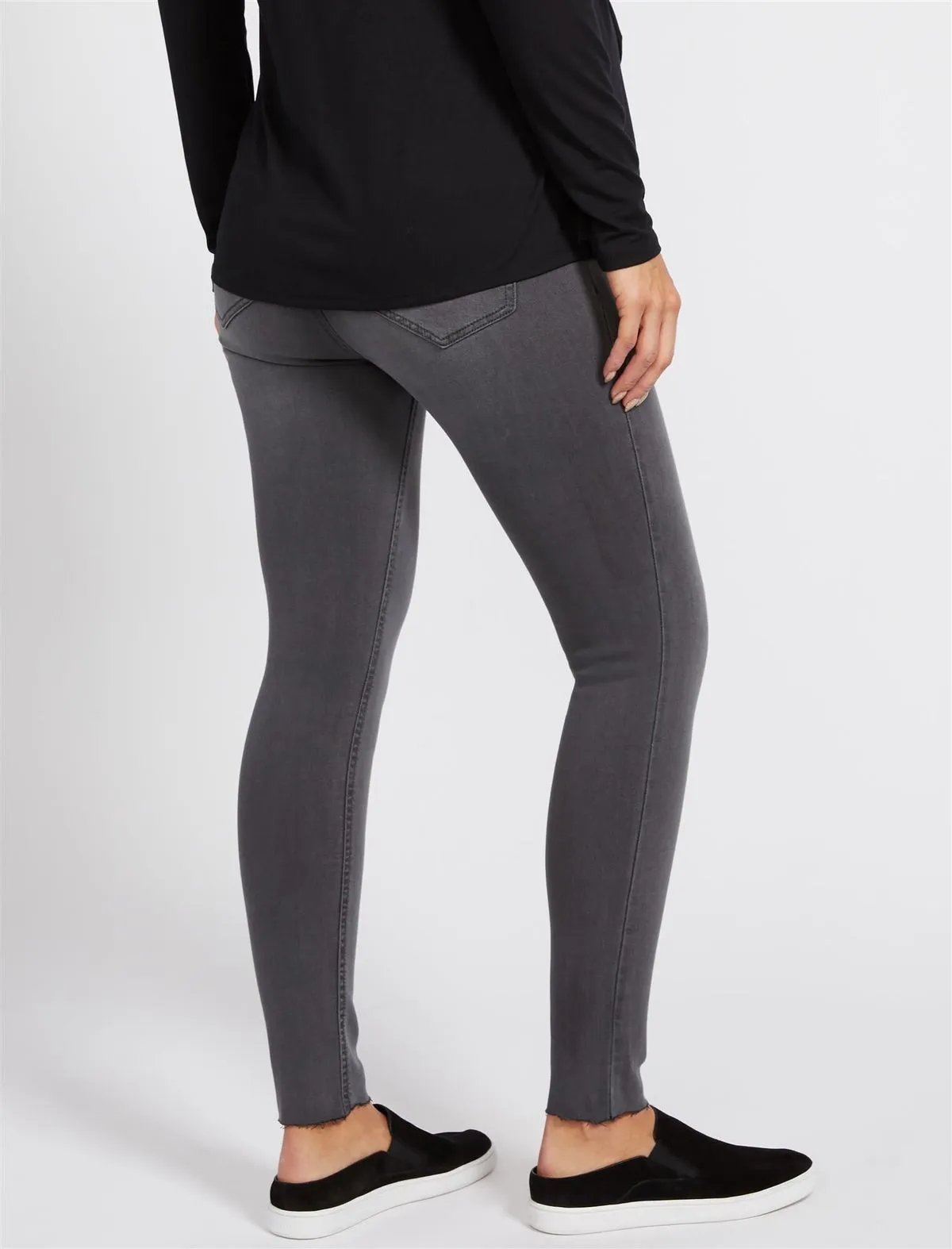 Indigo Blue Secret Fit Belly Skinny Maternity Ankle Jeggings in Grey