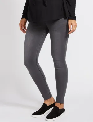 Indigo Blue Secret Fit Belly Skinny Maternity Ankle Jeggings in Grey