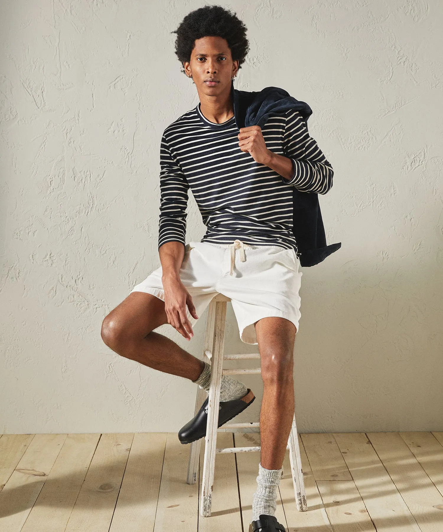 Issued By: Japanese Nautical Striped Tee in Original Navy