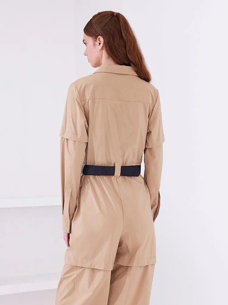 Khaki Detachable Stretchy Jumpsuit