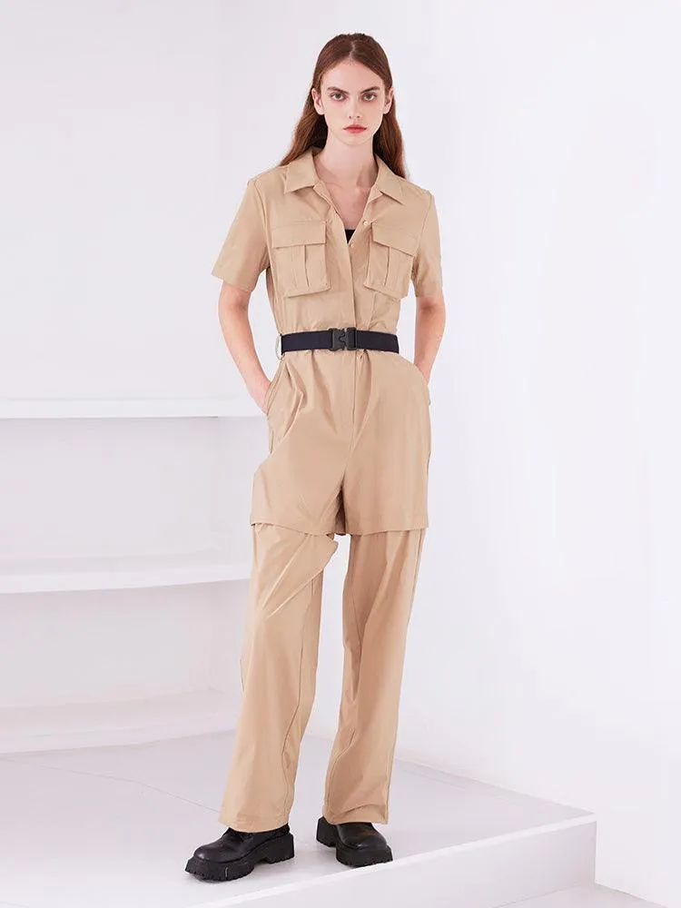 Khaki Detachable Stretchy Jumpsuit