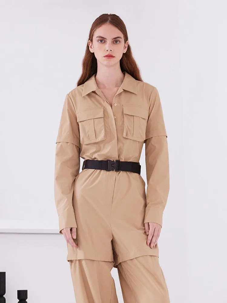 Khaki Detachable Stretchy Jumpsuit