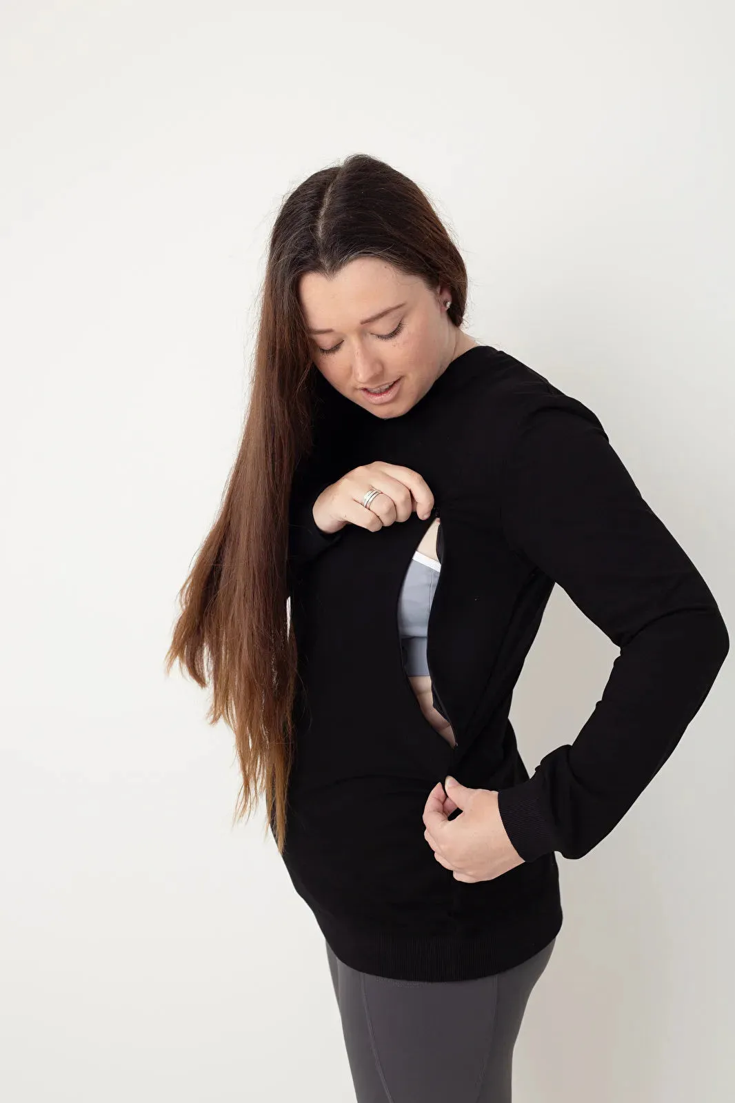 Latched Nursing Crew Sweatshirt - Black