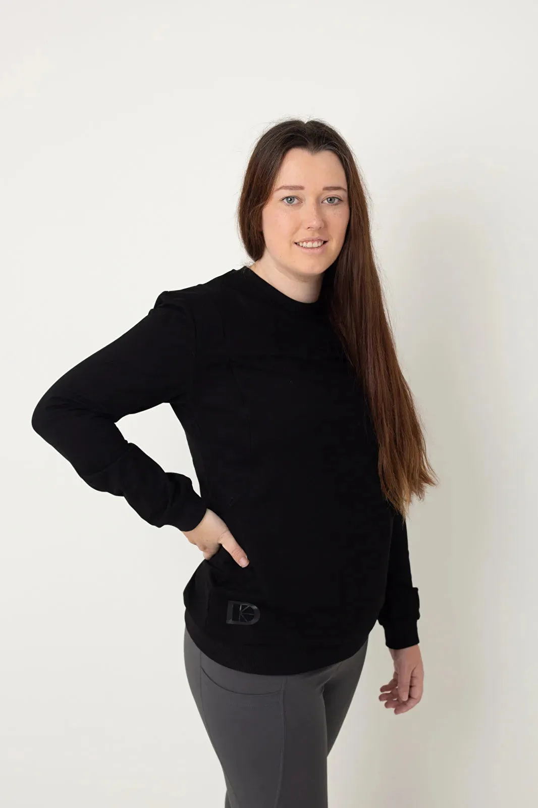 Latched Nursing Crew Sweatshirt - Black