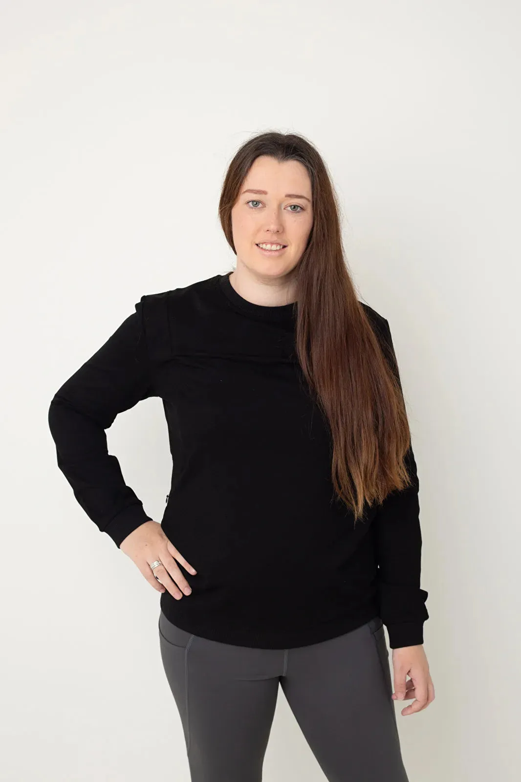 Latched Nursing Crew Sweatshirt - Black