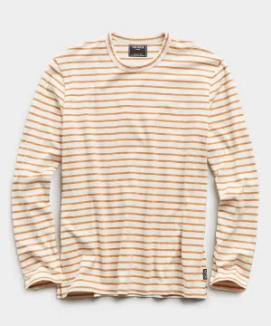 Long Sleeve Japanese Nautical Stripe Tee in Orange