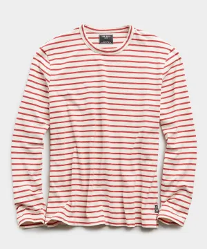 Long Sleeve Japanese Nautical Stripe Tee in Red