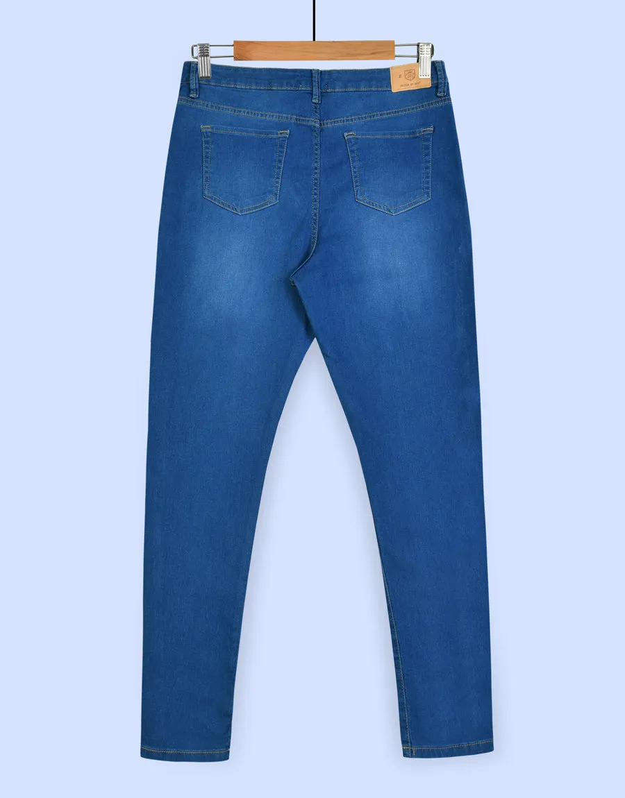 M17 Ladies Mid Wash Blue Stretchable Pant - Mid Wash Blue