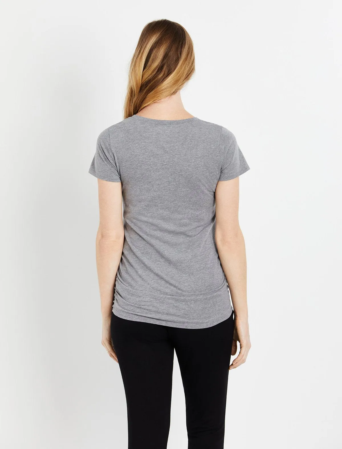 Mama Mama Mama Short Sleeve Maternity Graphic Tee in Grey