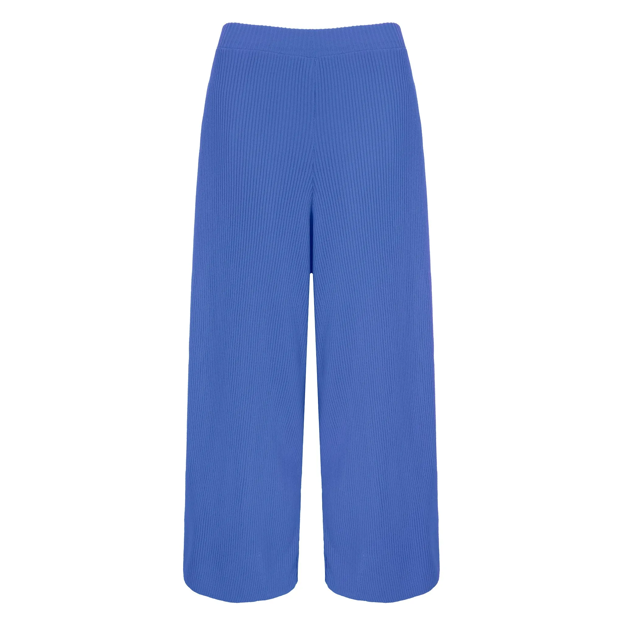 Martha Wide Leg Knitted Trousers - Cornflower Blue