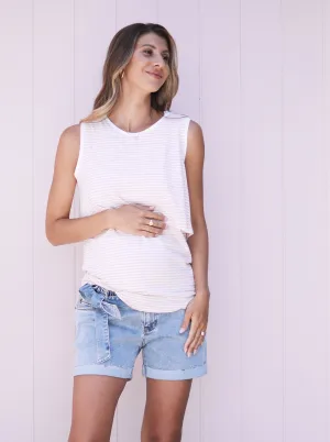 Maternity & Nursing Tank -  Pink Stripes