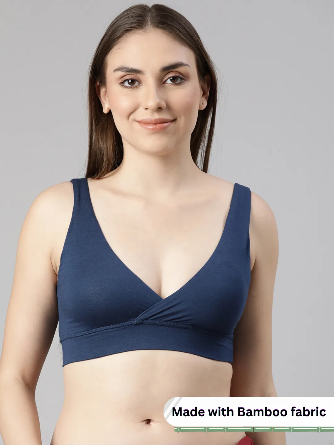 Maternity Lounge Bamboo Bra  (removable cups) Mid blue