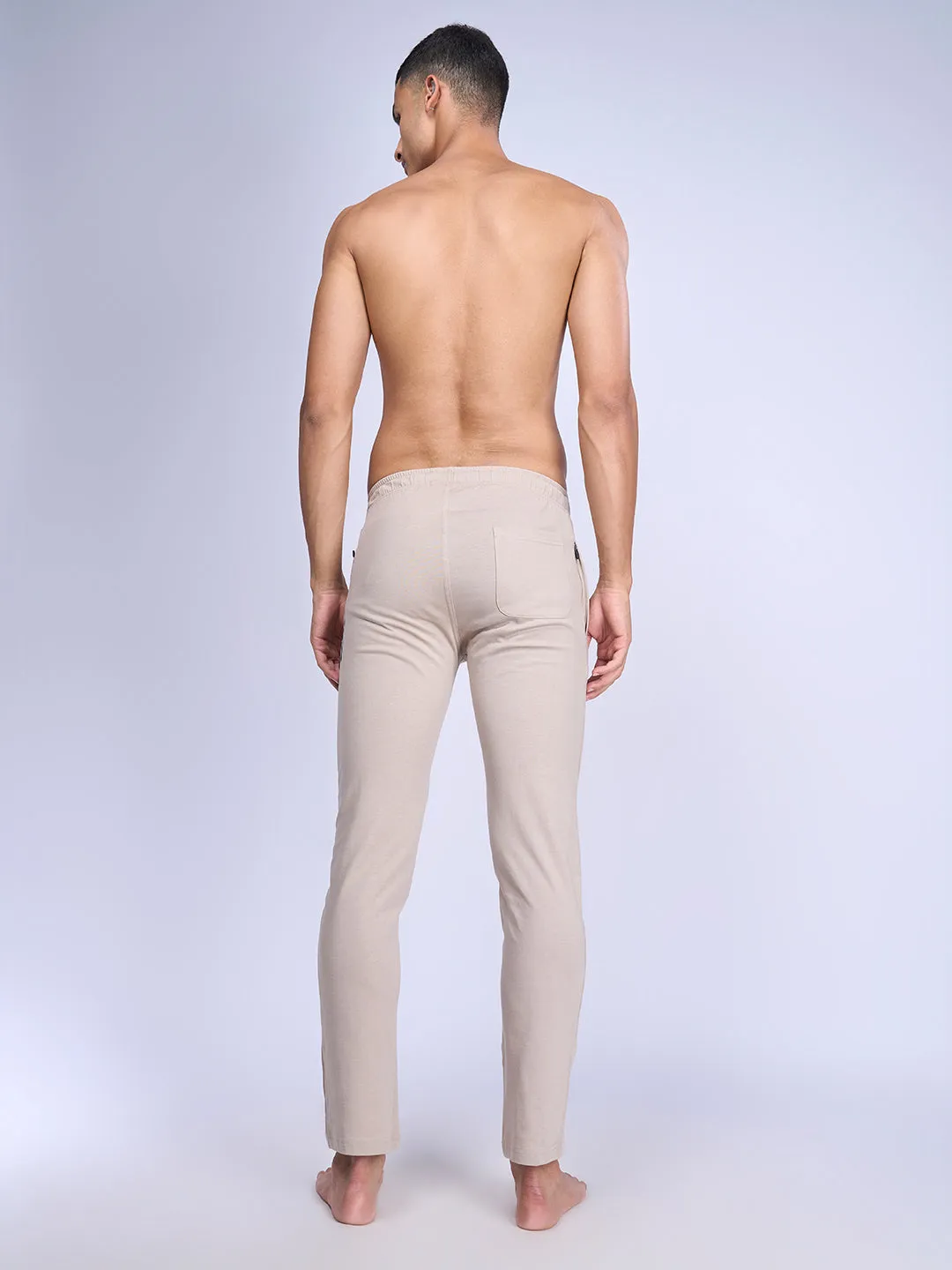 Men Combed Cotton Rich Beige Regular fit Track pant-AGT6