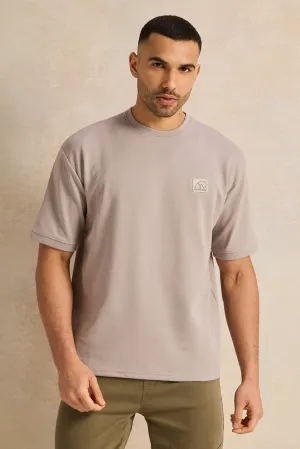 Men Grey Patch Embroidered Lounge T-Shirt