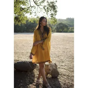 Mustard Yellow Nadia Tunic Dress - Moroccan Tunic