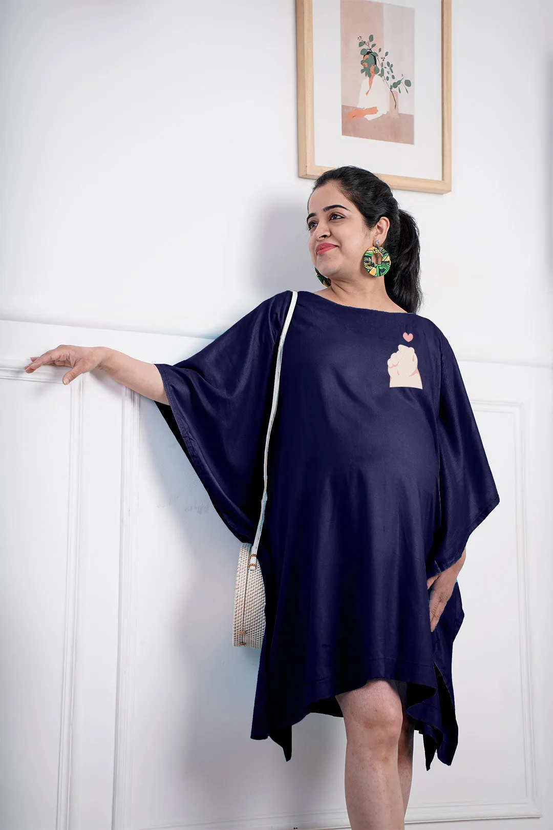 Navy Rayon MaternityKaftan - BabyHand