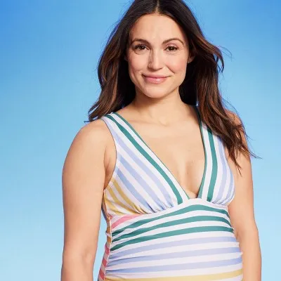 New - One Piece Maternity Swimsuit - Isabel Maternity by Ingrid & Isabel Striped S