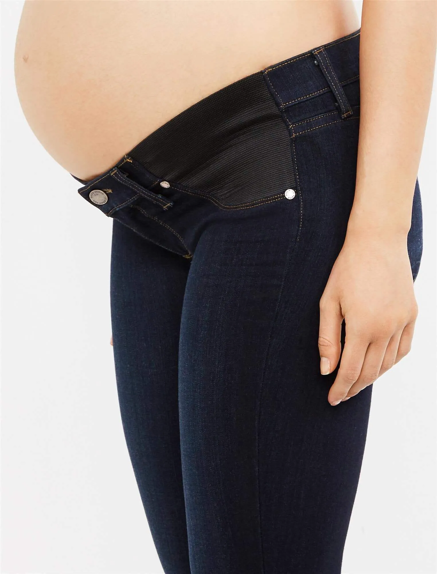 Paige Side Panel Verdugo Ankle Maternity Jeans - Dark Wash in Mona - Dark Rinse