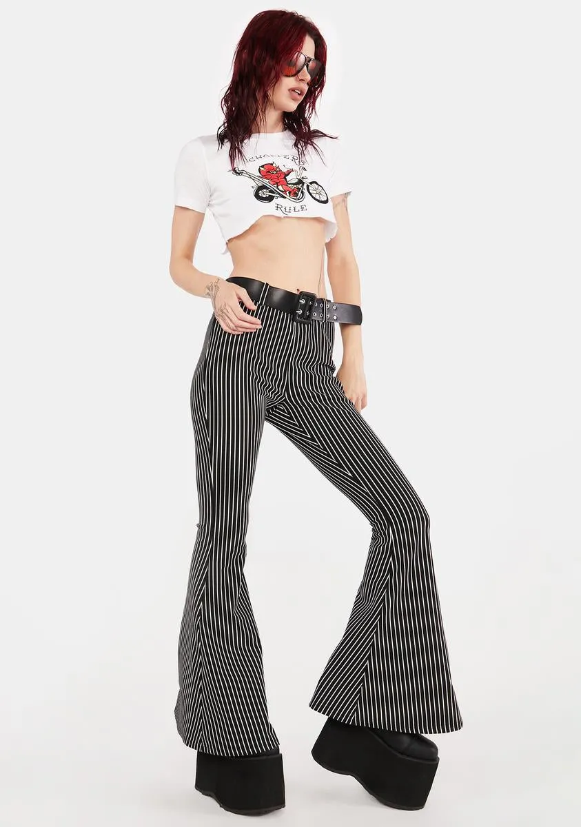 Pinstripe Bell Bottom Pants