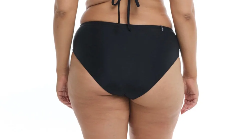 PLUS SIZE SMOOTHIES RETRO HIGH-WAIST SWIM BOTTOM 
 - BLACK