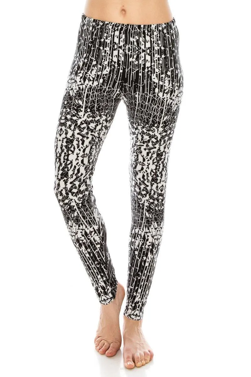 Print Pattern Leggings - Soft Stretch Peach Skin Leggings