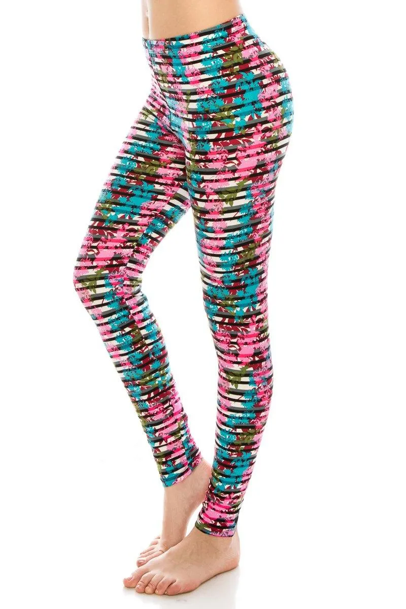 Print Pattern Leggings - Soft Stretch Peach Skin Leggings