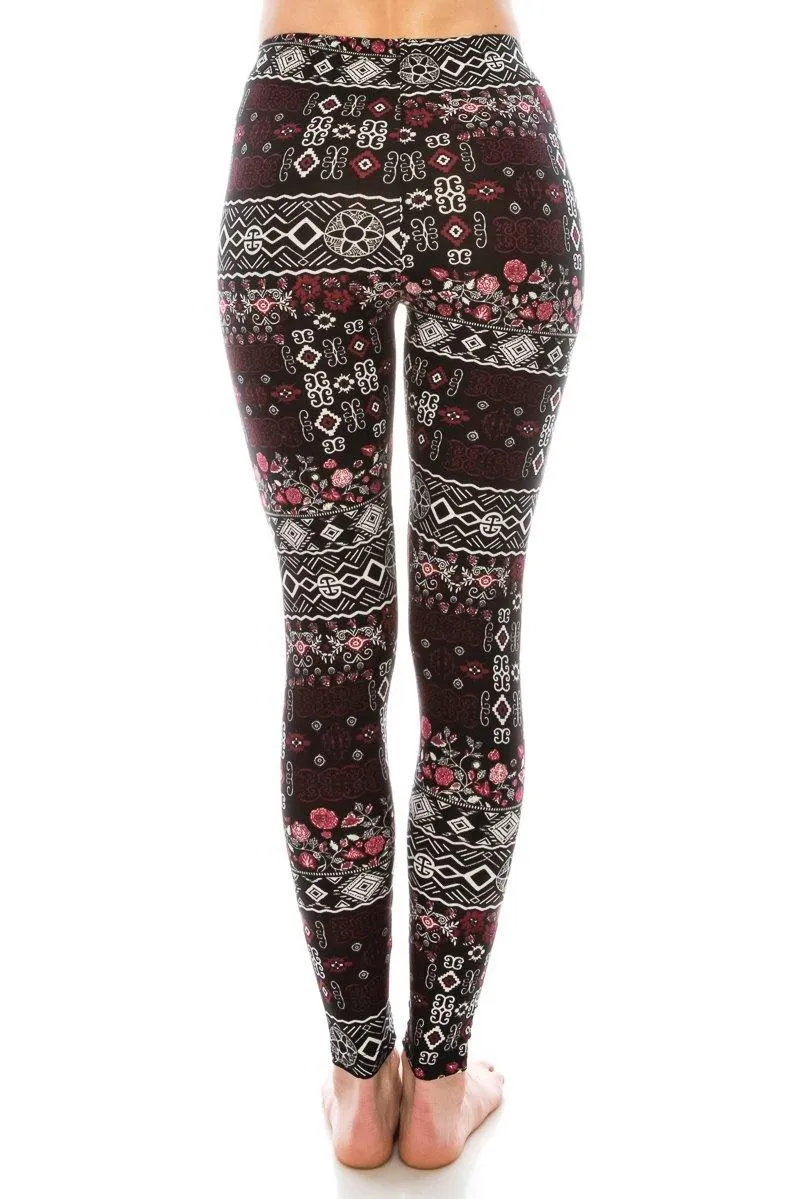 Print Pattern Leggings - Soft Stretch Peach Skin Leggings