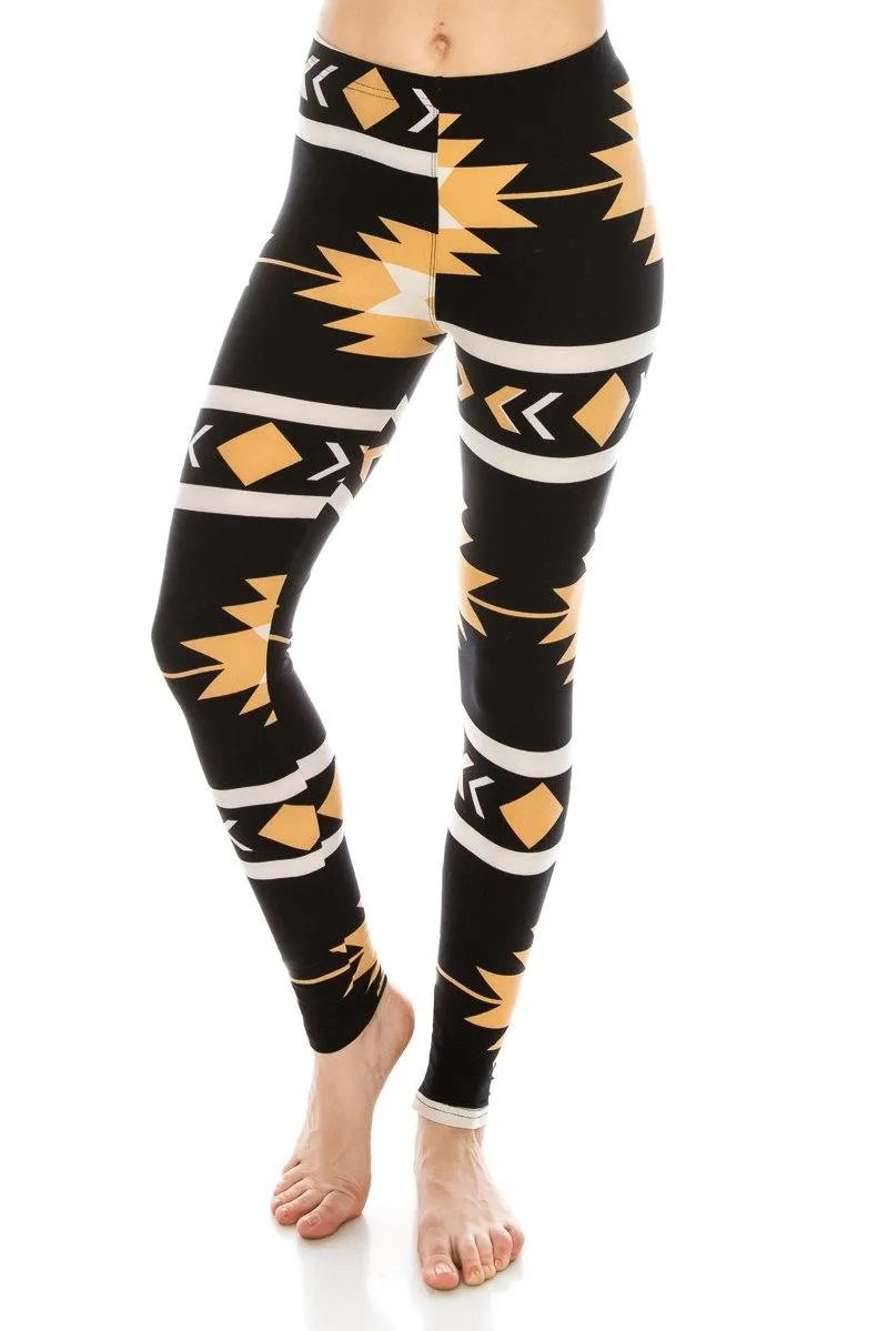 Print Pattern Leggings - Soft Stretch Peach Skin Leggings