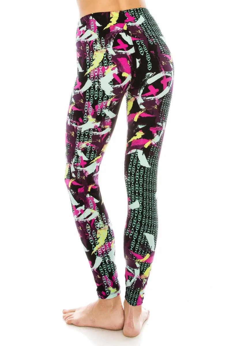 Print Pattern Leggings - Soft Stretch Peach Skin Leggings