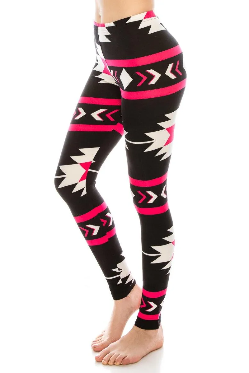 Print Pattern Leggings - Soft Stretch Peach Skin Leggings