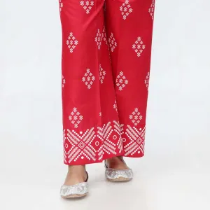 Red Screen Printed Cambric Trouser PS4510