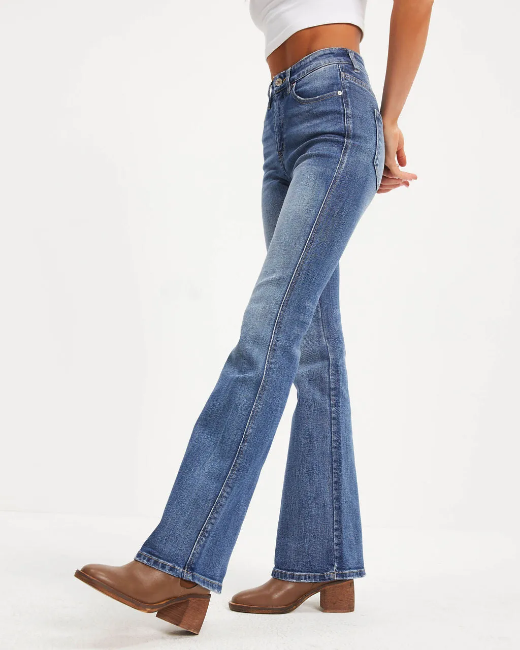 Retro High Rise Bell Bottom Denim