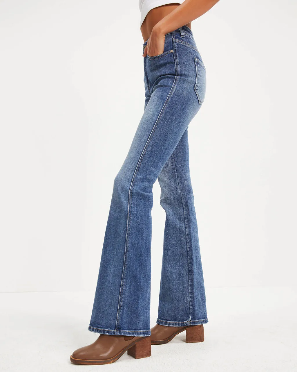 Retro High Rise Bell Bottom Denim