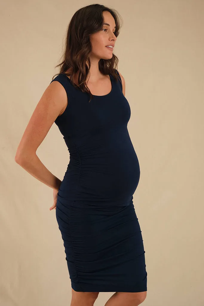 Ruched Maternity Singlet - Navy