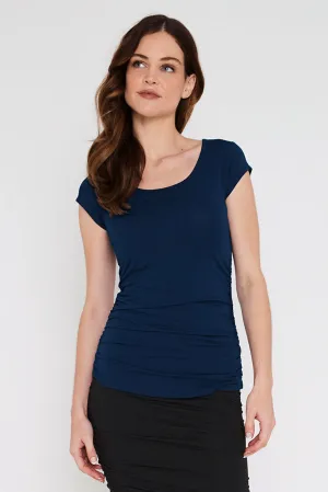 Ruched Maternity Tee - Navy