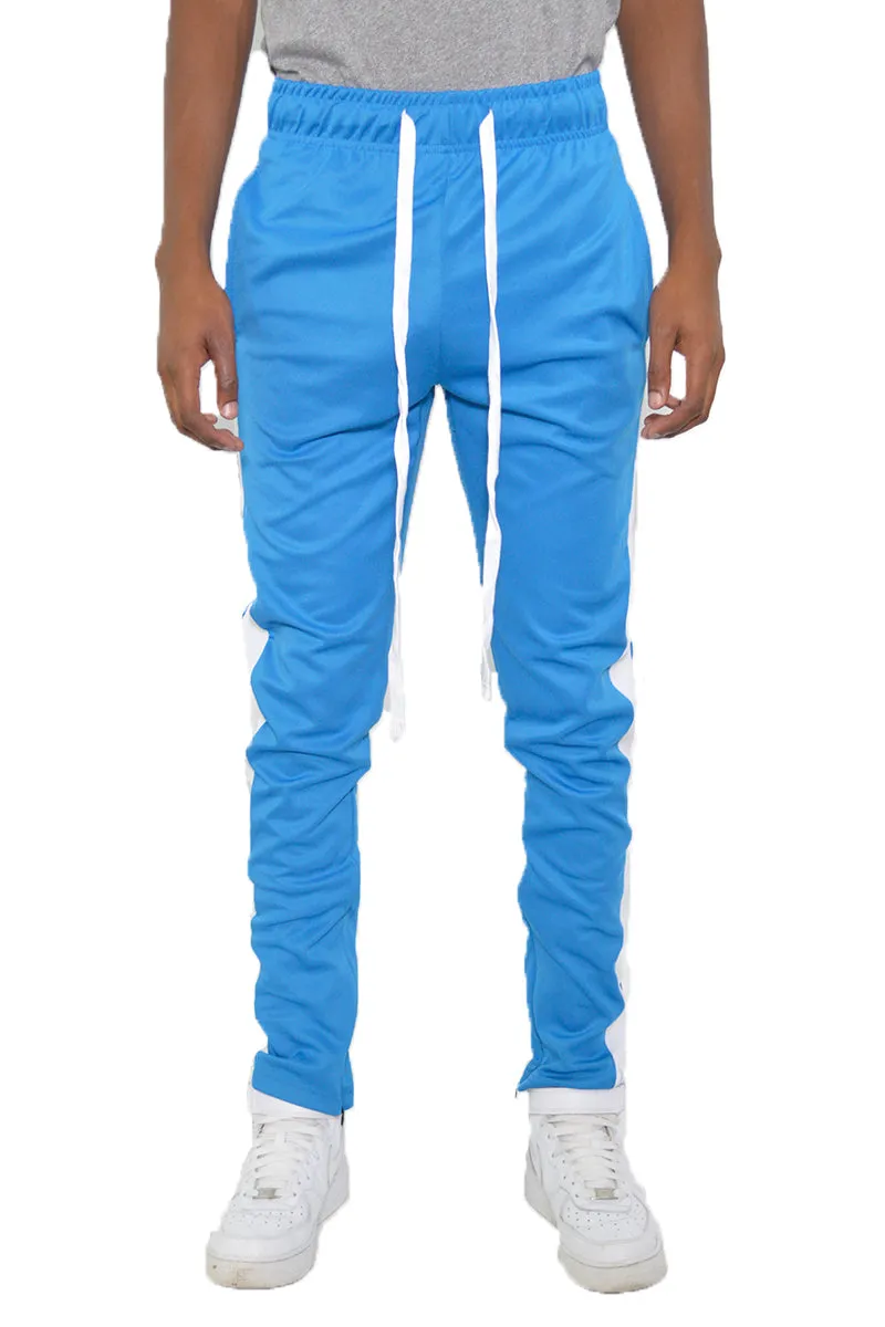 Sleek Edge Men's Slim Fit Athletic Track Pants with Stripe Detail