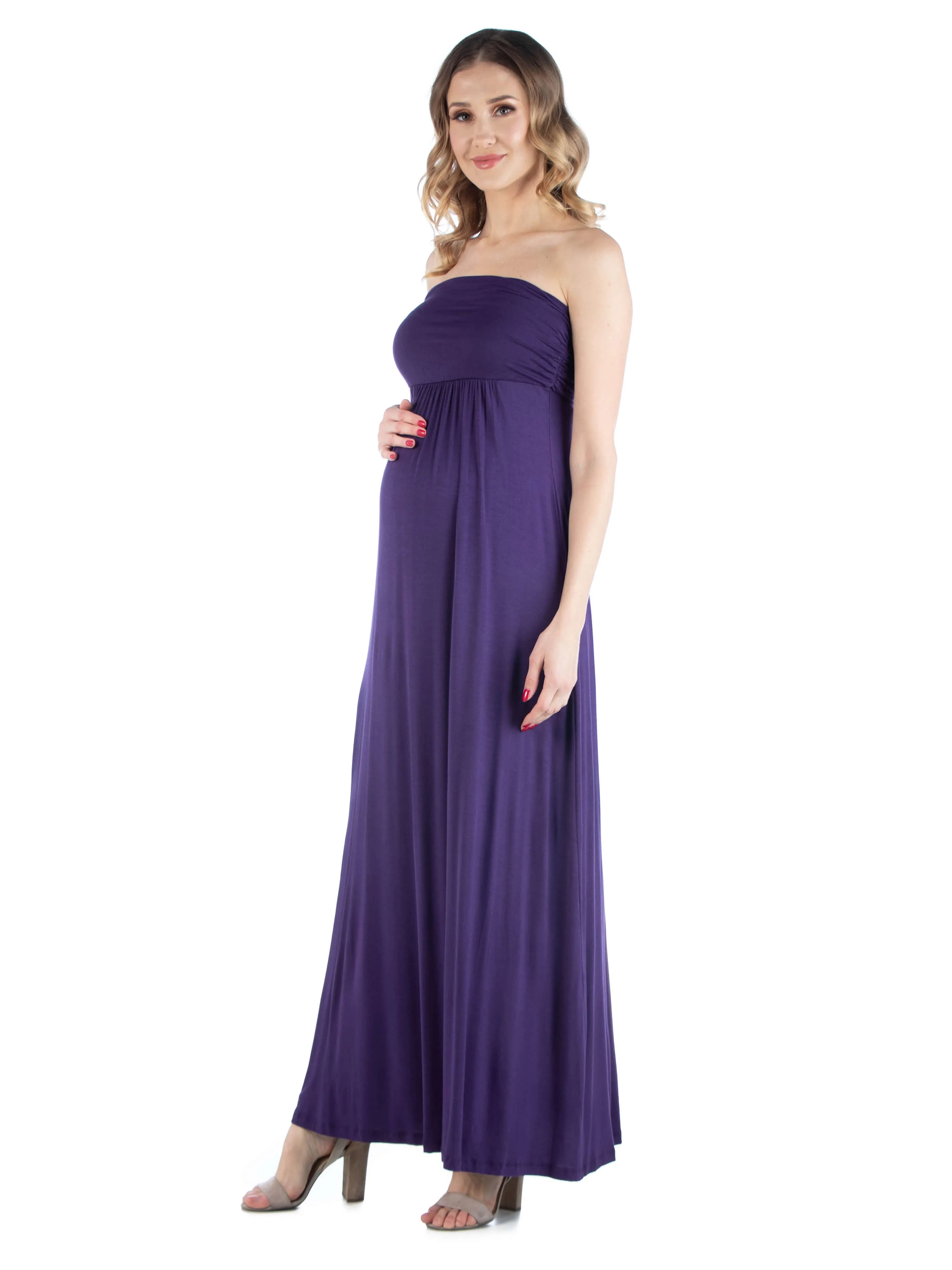 Sleeveless Empire Waist Maternity Maxi Dress