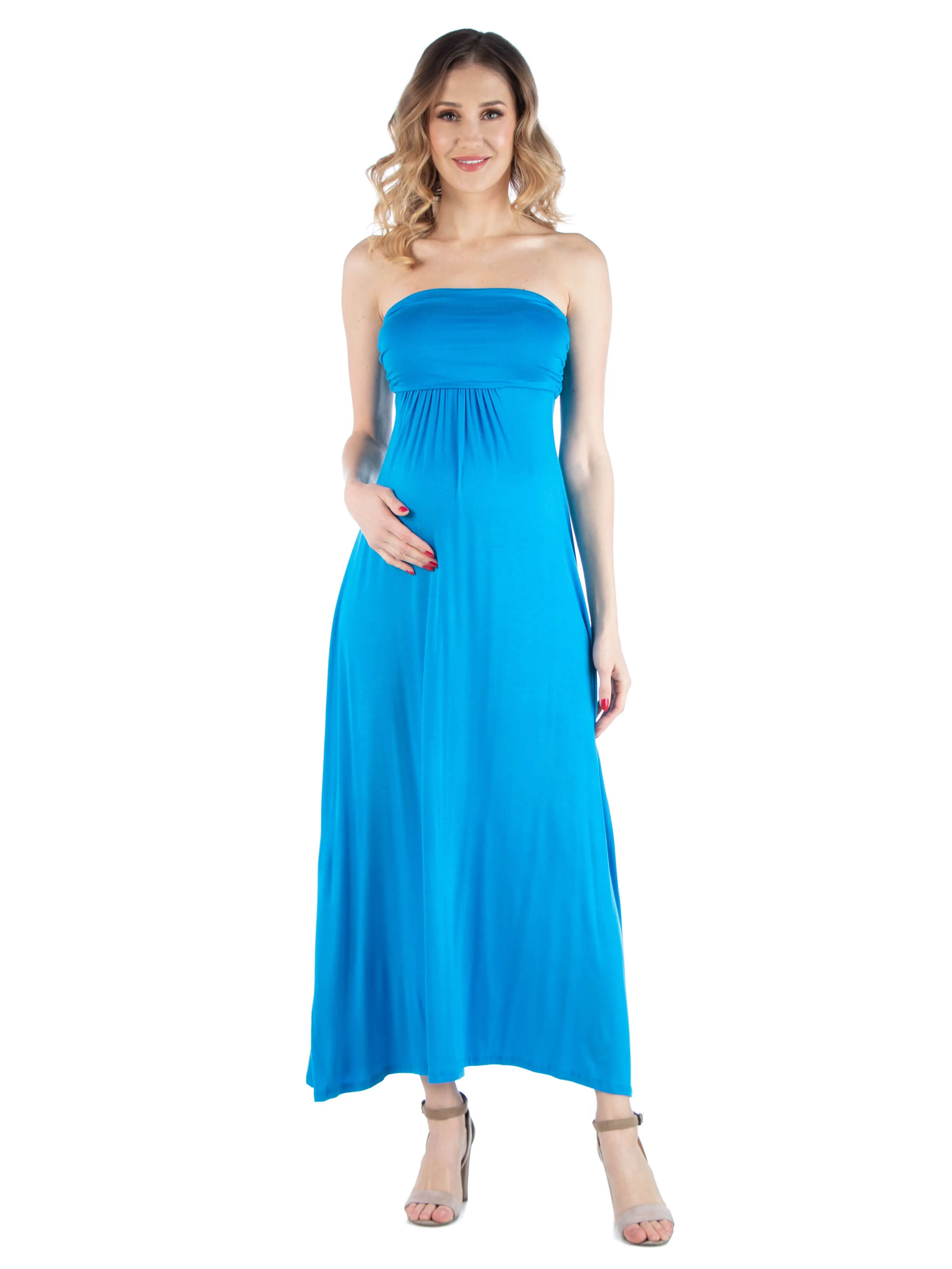 Sleeveless Empire Waist Maternity Maxi Dress