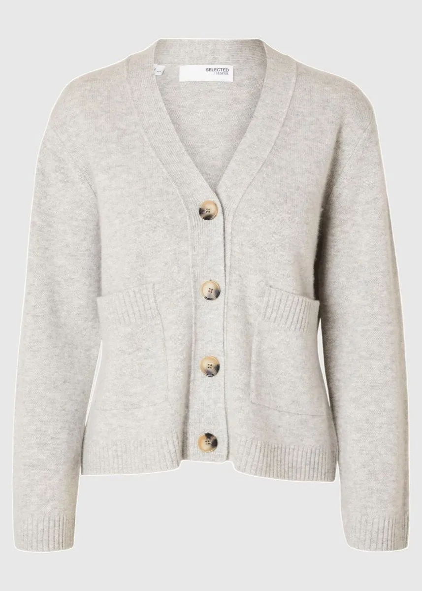 SLFCILLE LS KNIT CARDIGAN | LIGHT GREY MELANGE