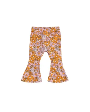 Spring Purple And Golden Daisy Bell Bottoms