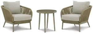 Swiss Valley 2 Outdoor Lounge Chairs with End Table in Beige