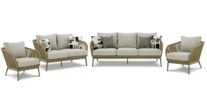 Swiss Valley Outdoor Sofa and Loveseat with 2 Lounge Chairs in Beige