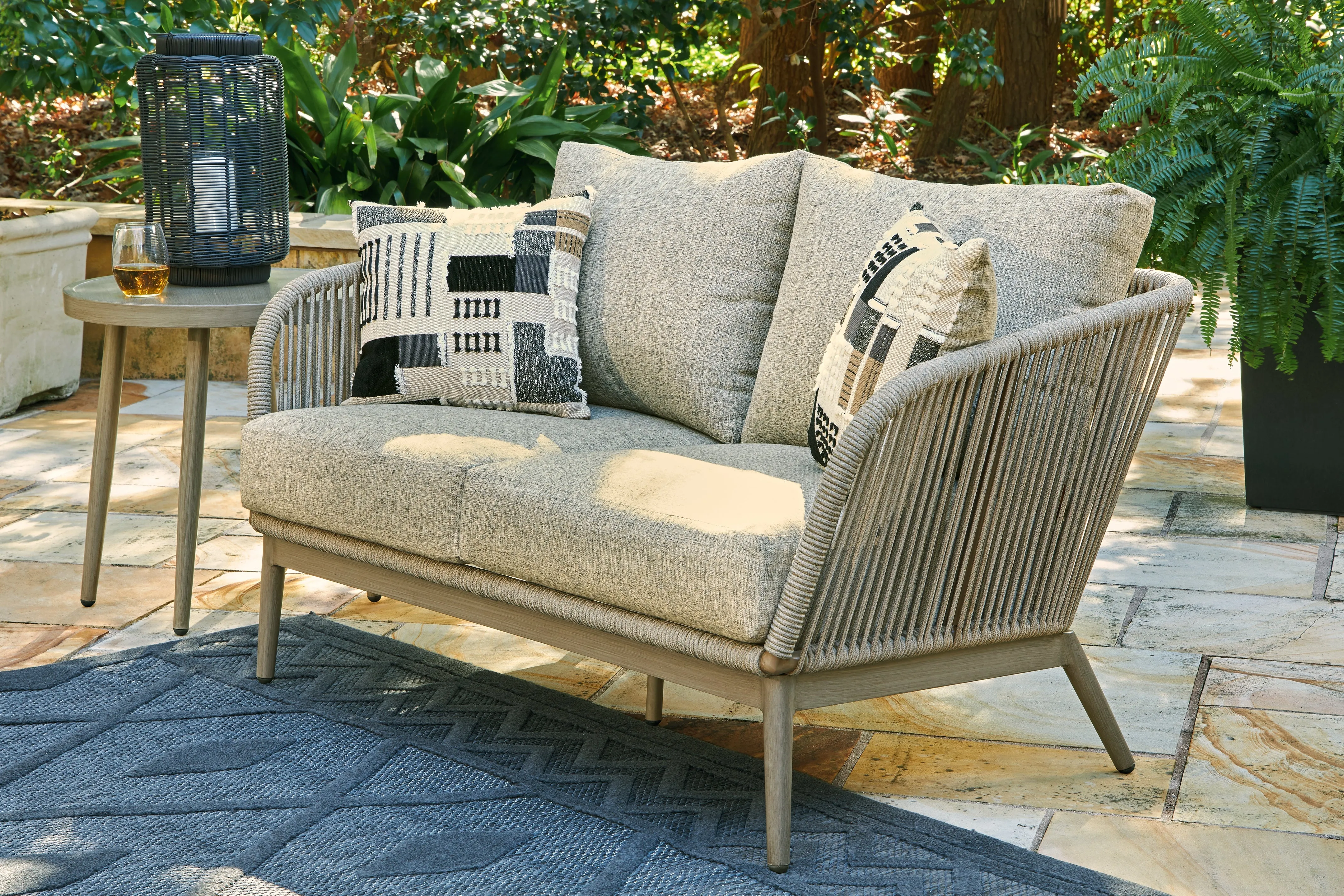 Swiss Valley Outdoor Sofa and Loveseat with 2 Lounge Chairs in Beige