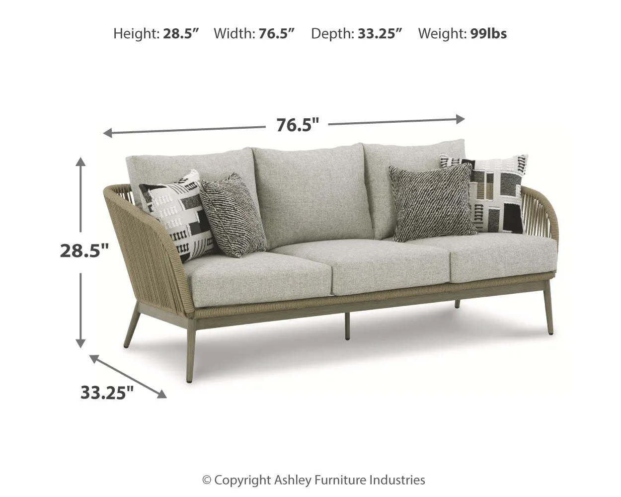 Swiss Valley Outdoor Sofa with 2 Lounge Chairs in Beige