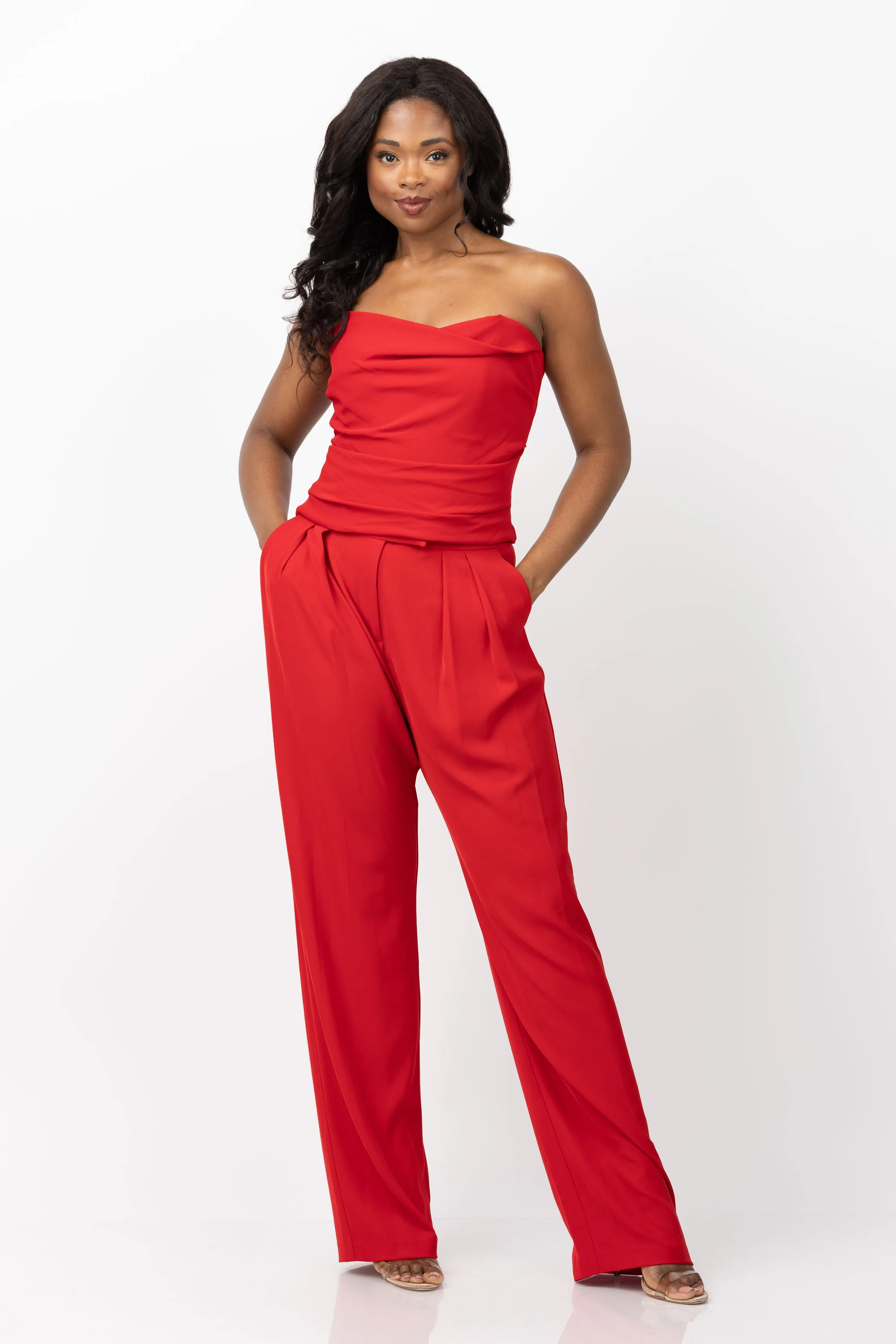 The Sei Double Pleated Trouser in Crimson