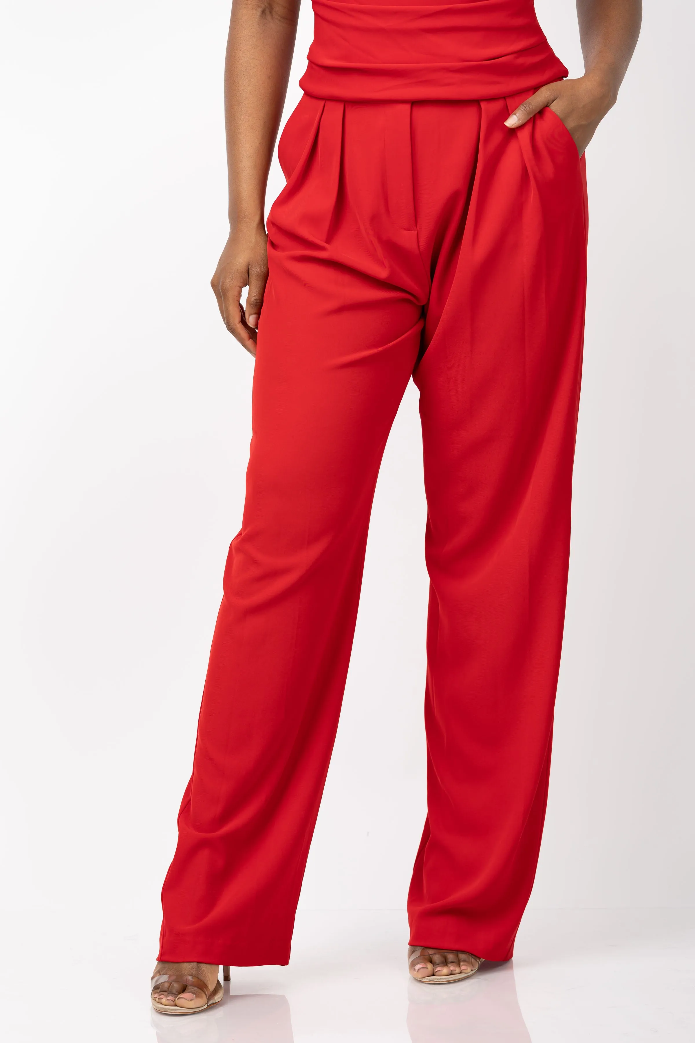 The Sei Double Pleated Trouser in Crimson