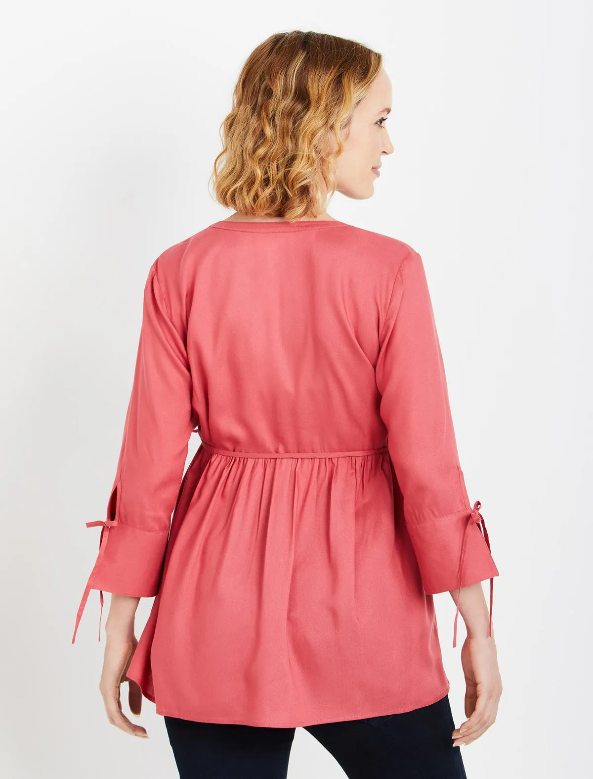 Tie Sleeve Maternity Top in Winterberry